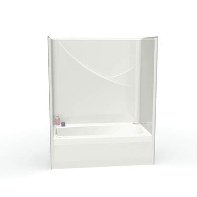 Aker FHA 6032 TS Acrylx Alcove Right-hand Drain One-piece Tub Shower in - Sterling Silver by Aker