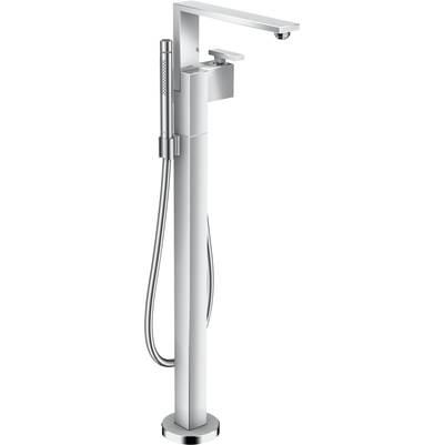 AXOR Edge Freestanding Tub Filler Trim with 1.75 GPM Handshower - Diamond Cut in Chrome