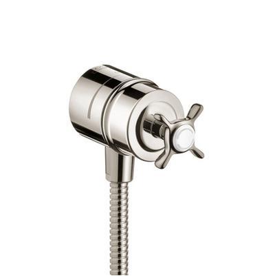 AXOR Montreux Wall Outlet with Check Valves and Volume Control, Cross Handle in Polished Nickel