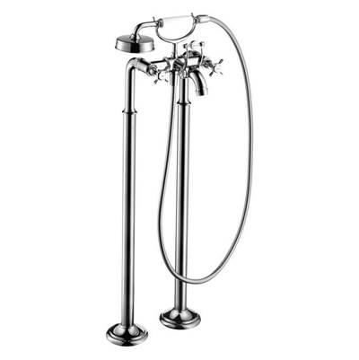 AXOR Montreux 2-Handle Freestanding Tub Filler Trim with Cross Handles and 1.8 GPM Handshower in Chrome