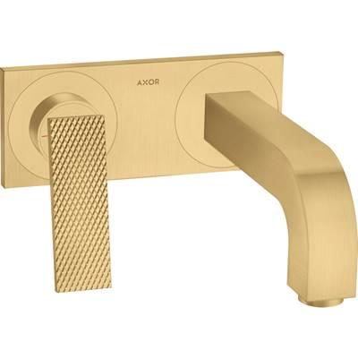 AXOR Citterio Wall-Mounted Single-Handle Faucet Trim with Base Plate- Rhombic Cut, 1.2 GPM in Brushed Gold Optic