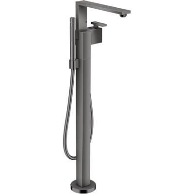 AXOR Edge Freestanding Tub Filler Trim with 1.75 GPM Handshower - Diamond Cut in Polished Black Chrome