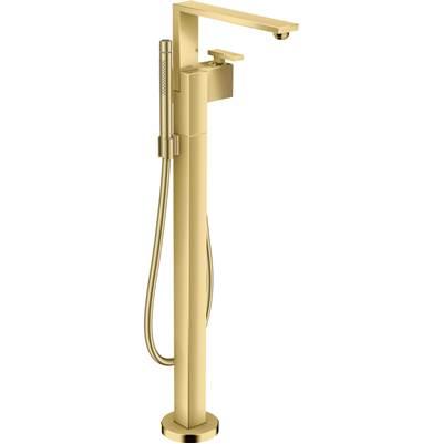 AXOR Edge Freestanding Tub Filler Trim with 1.75 GPM Handshower - Diamond Cut in Polished Gold Optic