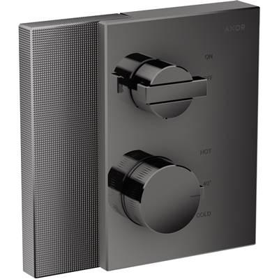 AXOR Edge Thermostatic Trim with Volume Control - Diamond Cut in Polished Black Chrome by Axor
