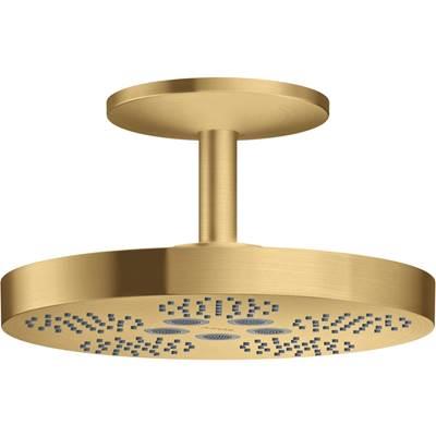 AXOR ONE Showerhead 280 2-Jet with Ceiling Mount Trim, 1.75 GPM in Brushed Gold Optic by Axor