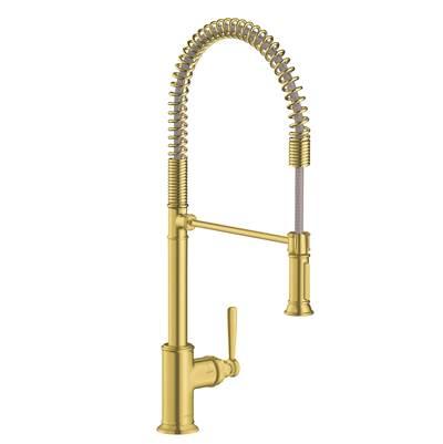 AXOR Montreux Semi-Pro Kitchen Faucet 2-Spray, 1.75 GPM in Brushed Gold Optic
