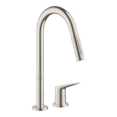 AXOR Citterio M 2-Hole Single-Handle Kitchen Faucet 2-Spray Pull-Down, 1.5 GPM in Steel Optic by Axor