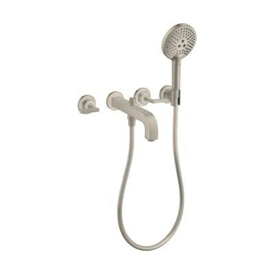 AXOR Citterio 3-Hole Wall-Mounted Tub Trim with Handshower, 1.75 GPM- Lever Handles in Brushed Nickel by Axor