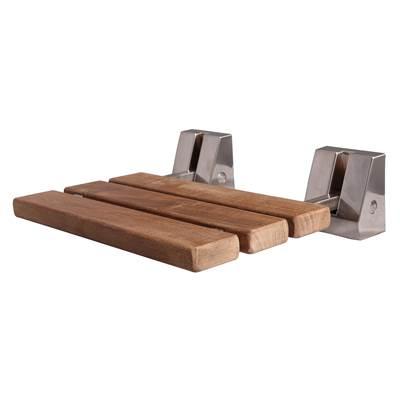 16'' Teak Wall Mount Slatted,  Brushed Nickel Trim