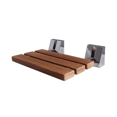 16'' Teak Wall Mount Slatted, Polished Chrome Trim by Barclay