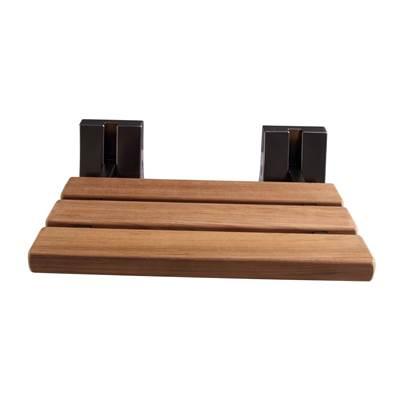 16'' Teak Wall Mount Slatted, Oil Rubbed Bronze Trim
