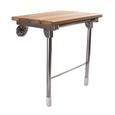 15'' Teak Wall Mount Slatted, , Stainless Steel Legs by Barclay