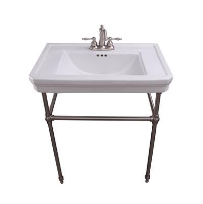 Drew 30'' Console w/Stand, White, 4'' CC, BN Stand