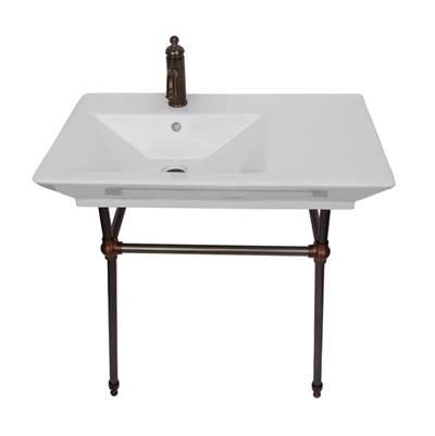 Opulence Console 31-1/2'', Rect Bowl, 8'' WS, White, ORB Stand