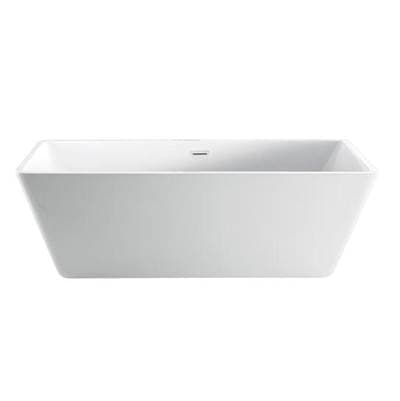 Barclay Siren 64'' AC Rect Tub with Internal OF Drain BN, White - Brushed Nickel by Barclay