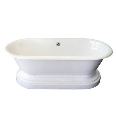 Duet Cast Iron Dbl Roll Tub WH w/base, 66'', 7'' Holes by Barclay