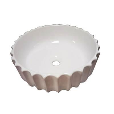 Antonette 16'' Circular Basin, Fluted exterior, White