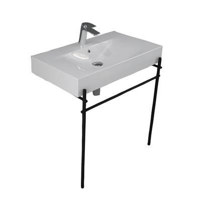 Des 810 Basin 1-Hole WHITE, with brass stand, Matte Black by Barclay