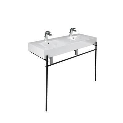 Des 1210 Double Bowl Basin WH 1-Hole ea,w/Brass Stand, BLACK