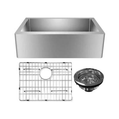 Adelphia 33''GOLD SS Farmr Sink w/GOLD Wiregrid & Strainer by Barclay