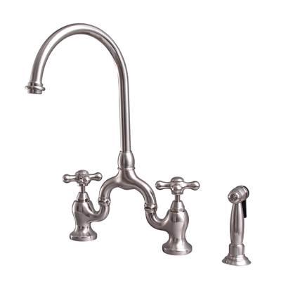 Banner Kitchen Bridge Faucet w Sidespray & Metal Cros Han, BN by Barclay