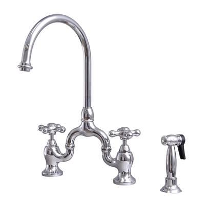 Banner Kitchen Bridge Faucet w Sidespray & Metal Cros Han, CP by Barclay