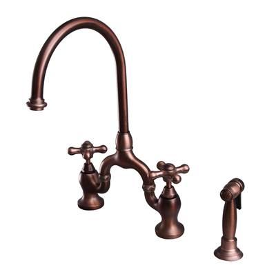 Banner Kitchen Bridge Faucet w Sidespray & Metal Cros Han,ORB by Barclay