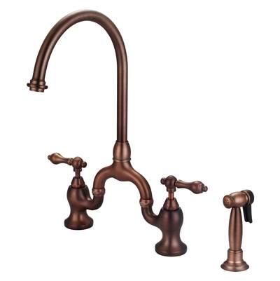 Banner Kitchen Bridge Faucet w Sidespray & Metal Lver Han,ORB by Barclay