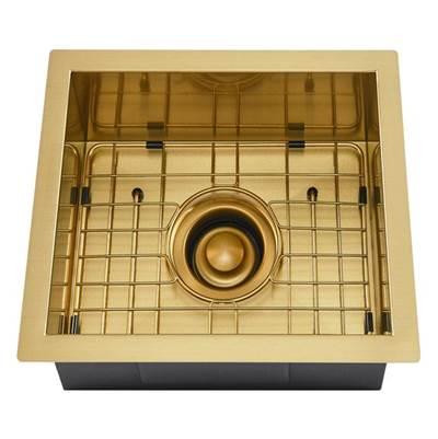 Sabrina 15'' GOLD SS Prep Sink w/GOLD Wiregrid & Strainer by Barclay