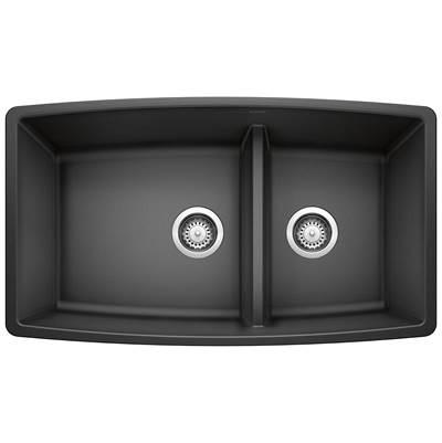 Performa SILGRANIT 33'' 60/40 Double Bowl Undermount Kitchen Sink with Low Divide - Anthracite by Blanco