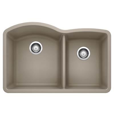 Diamond SILGRANIT 32'' 60/40 Double Bowl Undermount Kitchen Sink - Truffle by Blanco