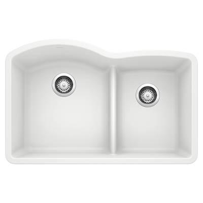 Diamond SILGRANIT 32'' 60/40 Double Bowl Undermount Kitchen Sink with Low Divide - White