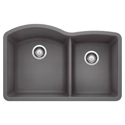 Diamond SILGRANIT 32'' 60/40 Double Bowl Undermount Kitchen Sink - Cinder by Blanco