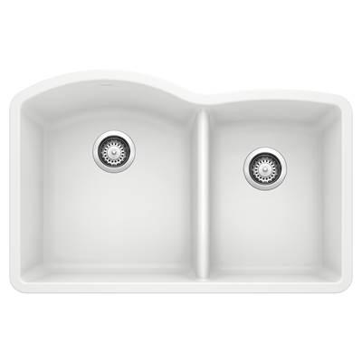 Diamond SILGRANIT 32'' 60/40 Double Bowl Undermount Kitchen Sink - White