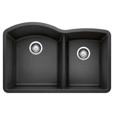 Diamond SILGRANIT 32'' 60/40 Double Bowl Undermount Kitchen Sink - Anthracite by Blanco