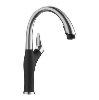 Artona Pull-Down Dual-Spray Kitchen Faucet - PVD Steel/Coal Black by Blanco