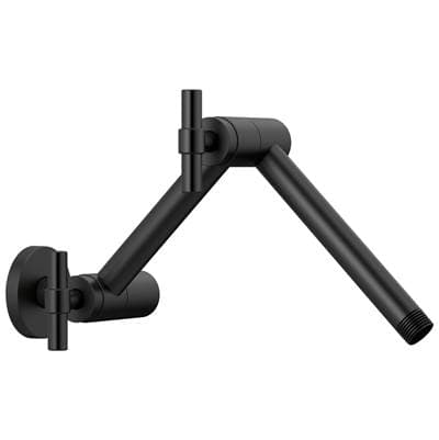 Brizo Universal Showering Linear Round Jointed Wall Mount Shower Arm and Flange - Matte Black