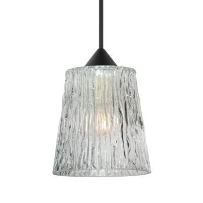 Nico 4 Pendant, Clear Stone, Black Finish, 1X 5W Led by Besa Lighting