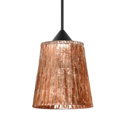 Nico 4 Pendant, Stone Copper Foil, Black Finish, 1X 5W Led by Besa Lighting