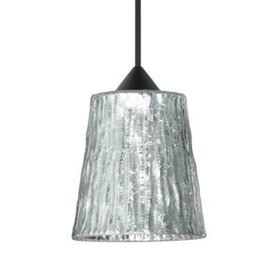 Nico 4 Pendant, Stone Silver Foil, Black Finish, 1X 5W Led