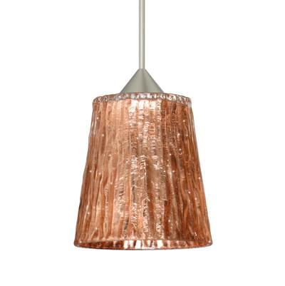 Nico 4 Cord Pendant For Multiport Canopy, Stone Copper Foil, Satin Nickel Finish, 1X5W Led by Besa Lighting
