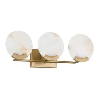 24'' W x 7.5'' H 3-Light Vanity in Aged Brass with Natural Alabaster Stone by Capital Lighting