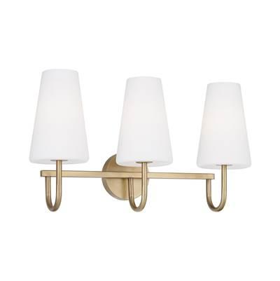 24'' W x 14.5'' H 3-Light Vanity in Aged Brass with Tapered Soft White Glass