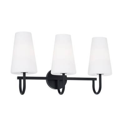25'' W x 14.5'' H 3-Light Vanity in Matte Black with Tapered Soft White Glass by Capital Lighting
