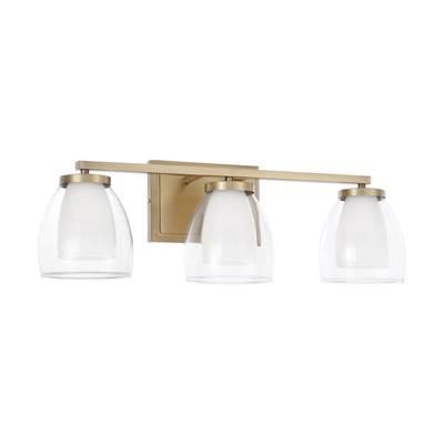 25.5'' W x 8.25'' H 3-Light Vanity in Aged Brass with Layered White and Clear Glass by Capital Lighting