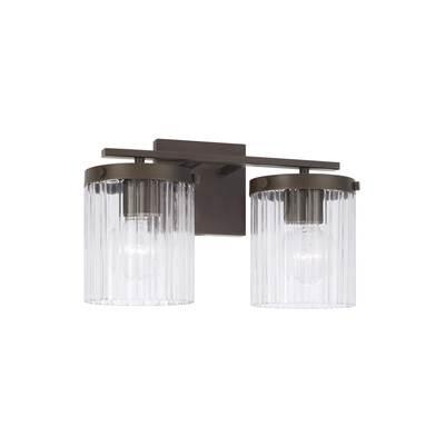 16'' W x 9'' H 2-Light Vanity in Oil Rubbed Bronze with Clear Beveled Fluted Glass by Capital Lighting