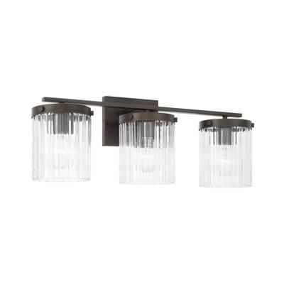 25'' W x 9'' H 3-Light Vanity in Oil Rubbed Bronze with Clear Beveled Fluted Glass