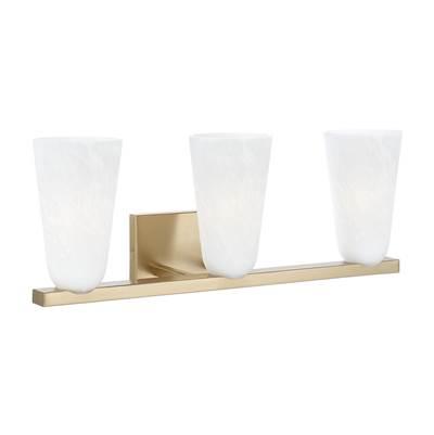 24'' W x 9.5'' H 3-Light Vanity in Matte Brass with Faux Alabaster Glass