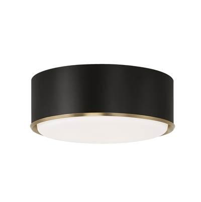 15.5'' W x 5.75'' H 3-Light Semi Flush Mount in Matte Black with Matte Brass Details and Frosted White Diffuser