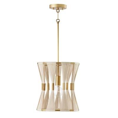 Bianca 1-Light Pendant in Bleached Natural Rope and Patinaed Brass
